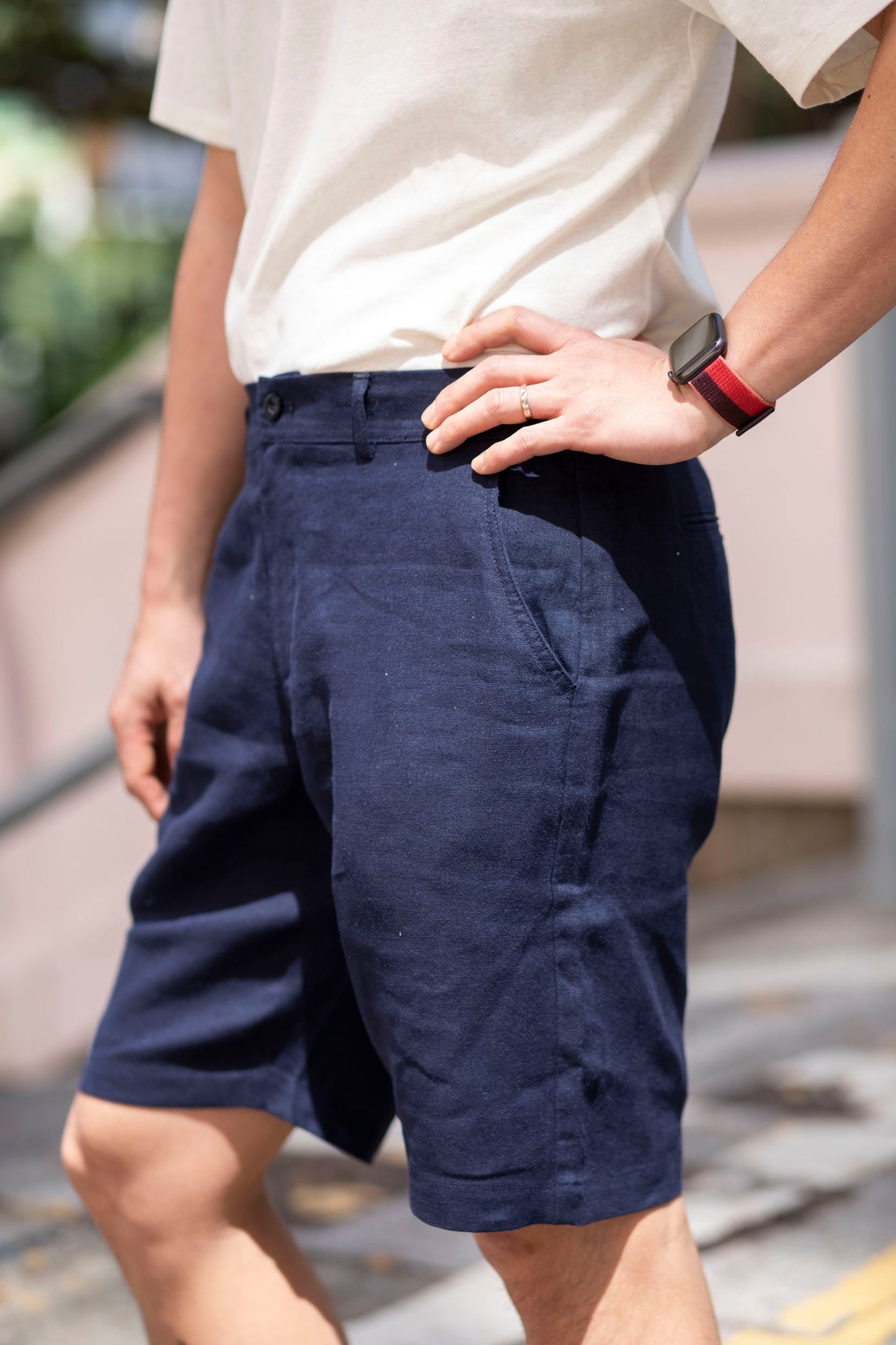 Classic French Linen Shorts - Navy